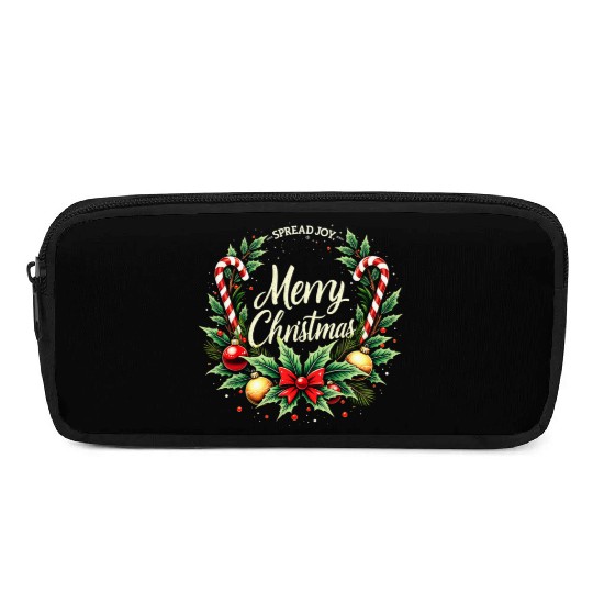 Spread Joy - Festive Merry Christmas Wreath Pencil Cases