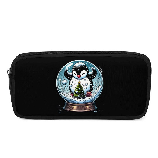Penguin in a Snow Globe: Christmas Storm & Cheer Pencil Cases