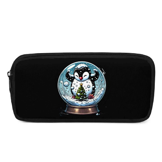 Penguin in a Snow Globe: Christmas Storm & Cheer Pencil Cases