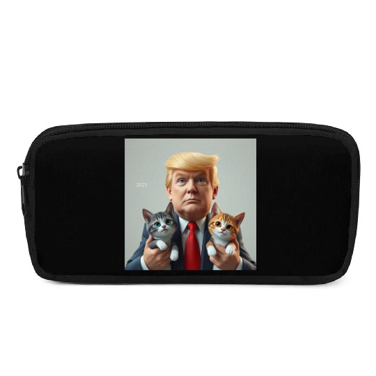 Trump Showing Kitty Love Pencil Cases