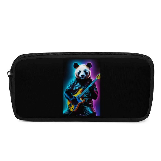 Panda playing guitar neon art Pencil Cases