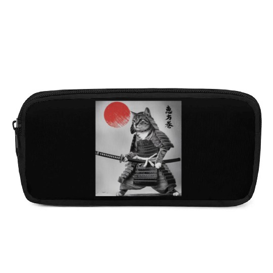 Kawaii Japanese Samurai Cat Vintage Japanese Cat Pencil Cases