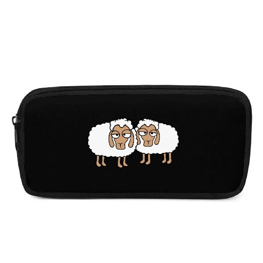 2 Sheep Tired Bored Look Team Sweet Crew Friends Pencil Cases