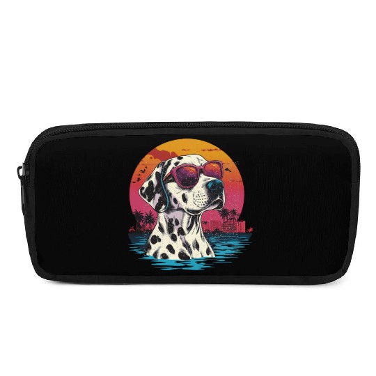 Retro Wave American Dalmatian Dog Pencil Cases