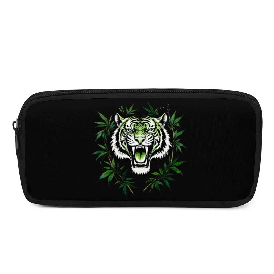 Fierce Green Tiger with Bamboo Branches Pencil Cases