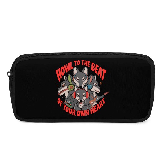 Howl to the Beat of Your Own Heart Wolves Indie Pencil Cases
