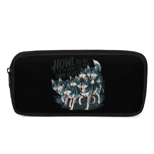 Howl to the Beat of Your Own Heart Wolves Indie Pencil Cases