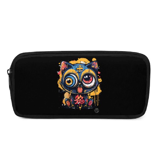 Psycho Lucky Cat – Glitch Meow Madness Pencil Cases