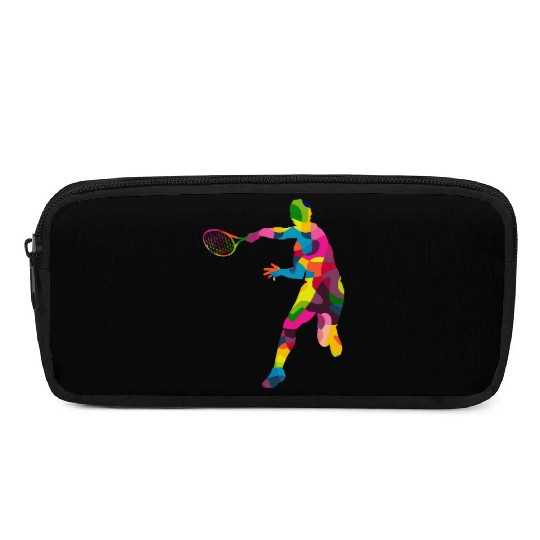 Colorful Tennis Player Silhouette Art Pencil Cases