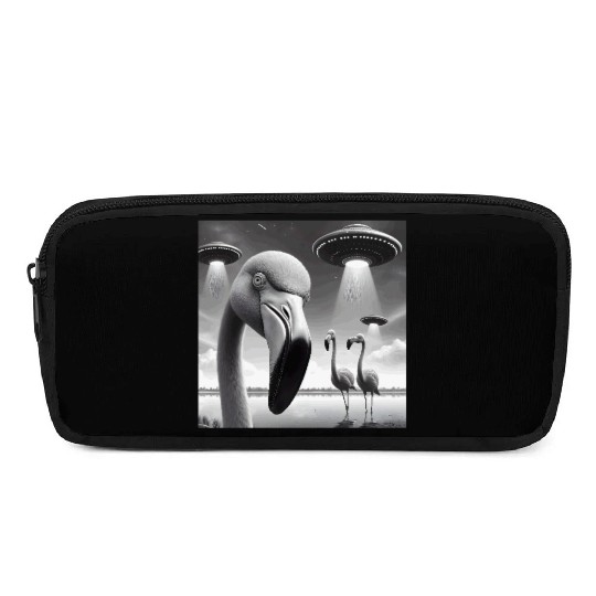 Flamingo Sci-fi Funny Graphic Selfie with UFOs Wei Pencil Cases