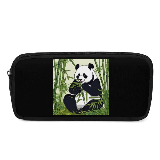 Chill Panda Eating Bamboo Cute Relaxed Design Pencil Cases
