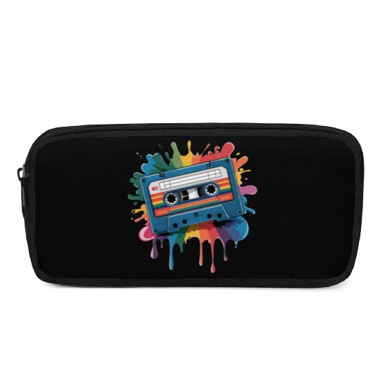 80s Retro Cassette Splash Classic Cassette Tape Pencil Cases