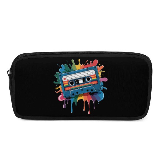 80s Retro Cassette Splash Classic Cassette Tape Pencil Cases