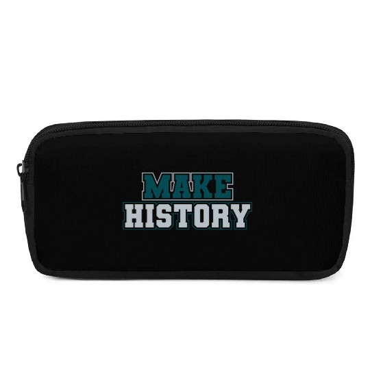 Make History Green and Silver Pencil Cases