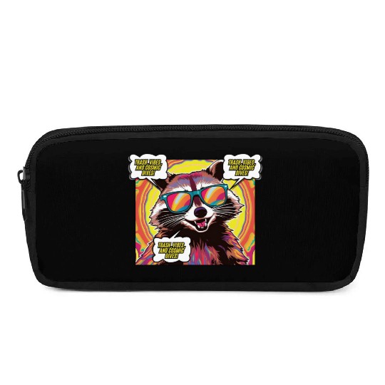 A Psychedelic Trash Advocate Raccoon Pencil Cases
