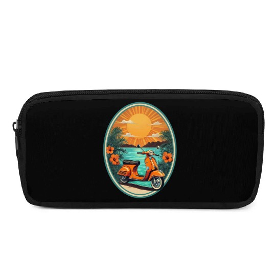 Beach Sunset Orange Scooter by Tropical Pencil Cases