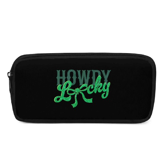 Howdy Lucky Western Cowgirl St Patricks Design Pencil Cases