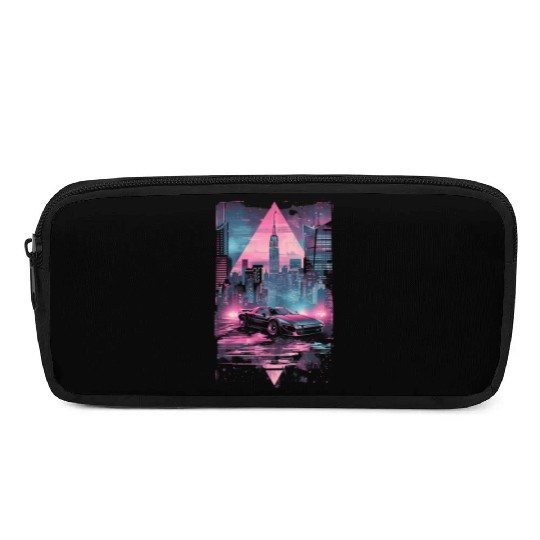 Retro Vaporwave Car City Synthwave 80s 90s Pencil Cases