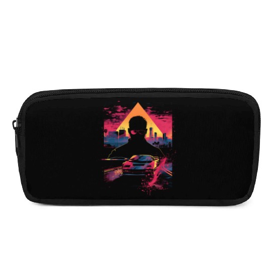 Vaporwave Man Retro Car City Synthwave 90s Pencil Cases