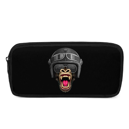 Biker Gorilla Motorcycle Silver Back Monkey Pencil Cases