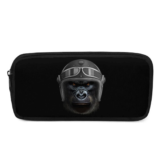 Biker Gorilla Motorcycle Silver Back Monkey Pencil Cases