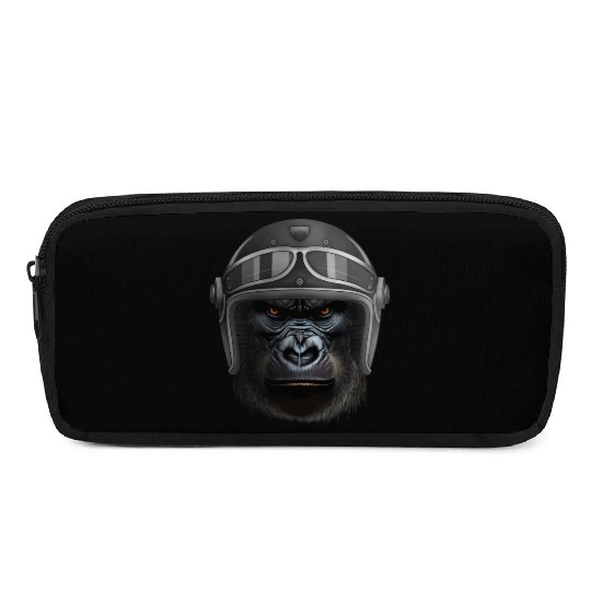 Biker Gorilla Motorcycle Silver Back Monkey Pencil Cases