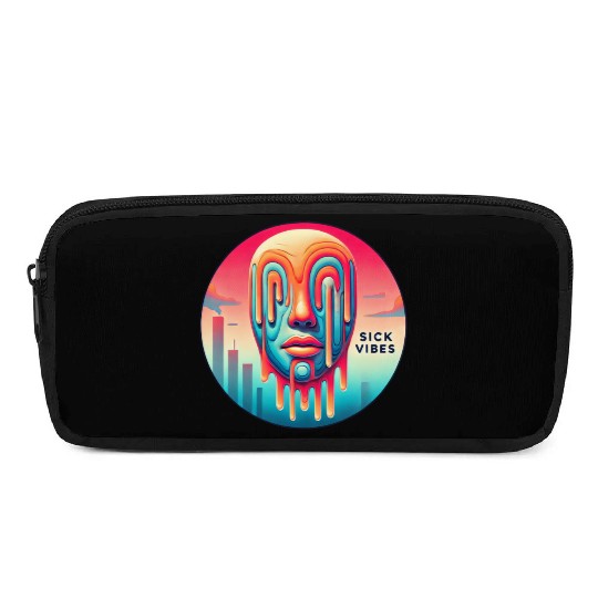 Surreal Melting Face Psychedelic Art - Sick Vibes Pencil Cases