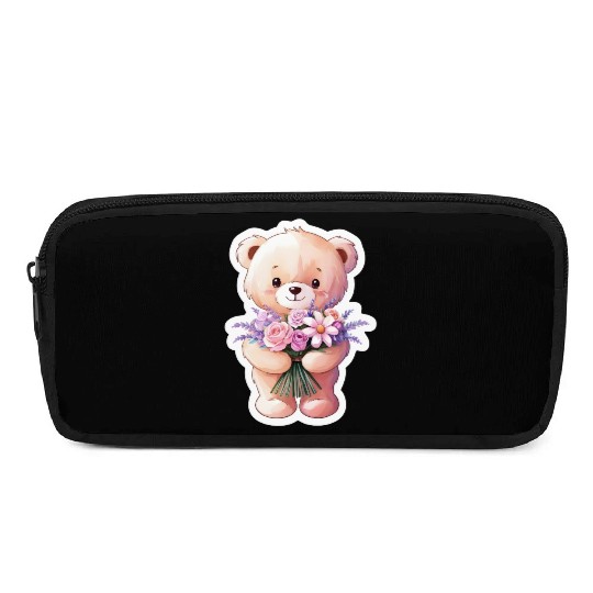 Teddy bear with bouquet of flowers Pencil Cases