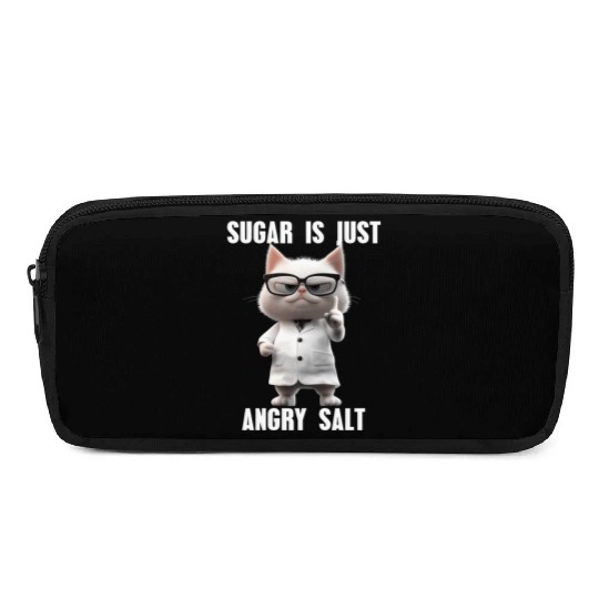 Sugar Is Just Angry Salt Cat Meme Science Pencil Cases