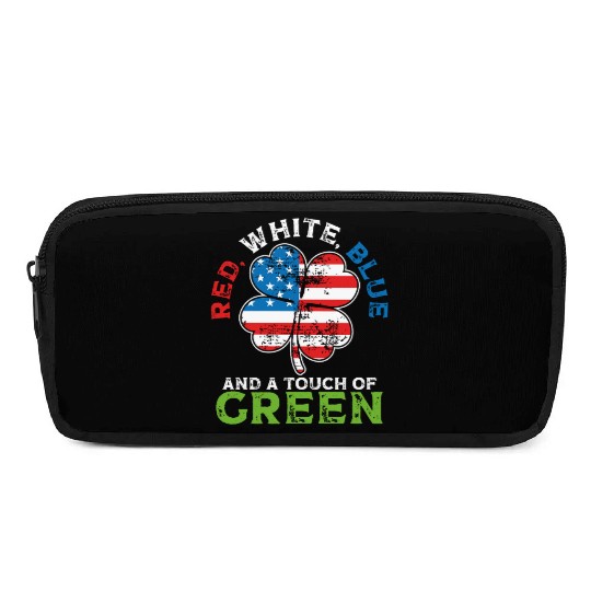 Red White Blue and a Touch of Green Irish USA Pencil Cases