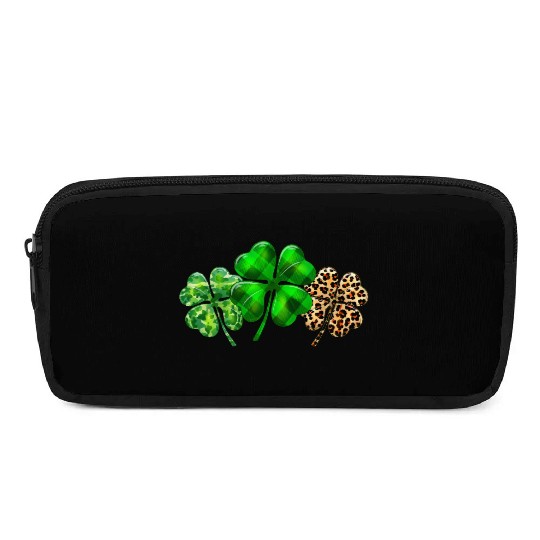 Plaid Shamrock Leopard Camouflage St Patricks Day Pencil Cases