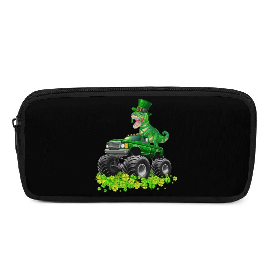 Monster Truck T-rex St Patricks Day Dinosaur Cute Pencil Cases