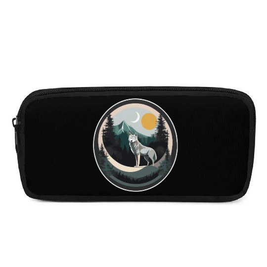 Lone Wolf Under Moonlit Sky Pencil Cases