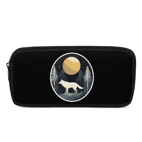 Lone Wolf Under Moonlit Sky Pencil Cases