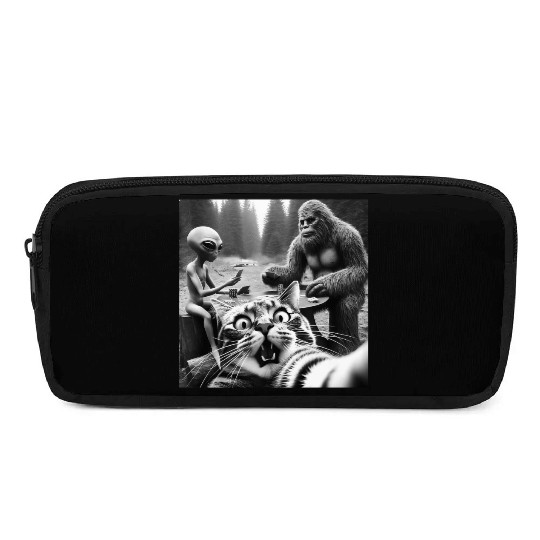 Sasquatch Bigfoot Alien Surprised Scared Cat Selfi Pencil Cases