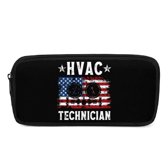HVAC Technician Patriotic US American Flag Pencil Cases