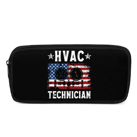 HVAC Technician Patriotic US American Flag Pencil Cases