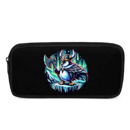 Viking Penguin with Axe Under Northern Lights Pencil Cases