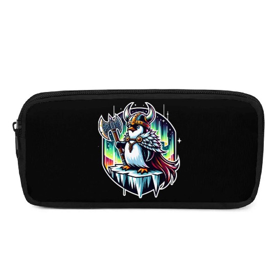 Viking Penguin Conquering Northern Lights Pencil Cases