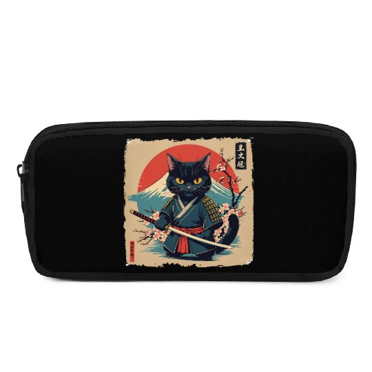 samurai cat Pencil Cases