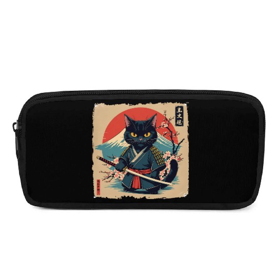 samurai cat Pencil Cases