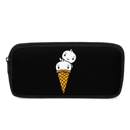 Two Birds Ice Cream Waffle Scoops Greeting Waving Pencil Cases