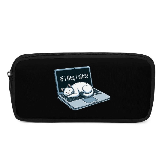 Laptop Cat Nap - If I Fits, I Sits! Pencil Cases