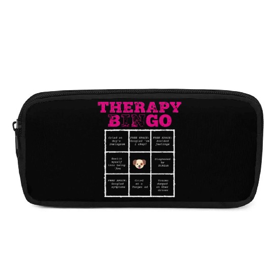 Therapy Bingo Card Pencil Cases Dark Humor Mental Healt