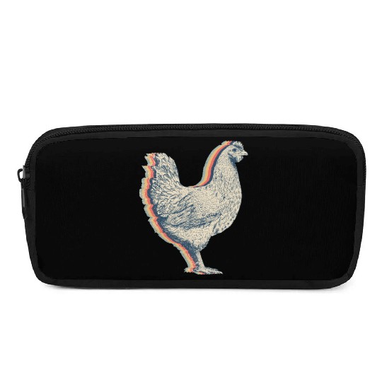 Chicken Farm Farmer Farming Retro Line Art Pencil Cases