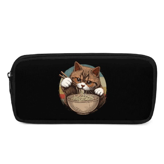 Vintage Noodle Cat,Ramen Foodie Lover Pencil Cases