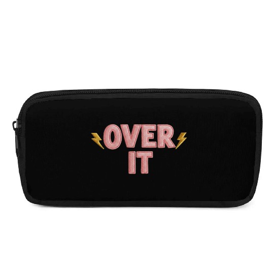 Over It Embroidered Pastel Puff Lettering Pencil Cases