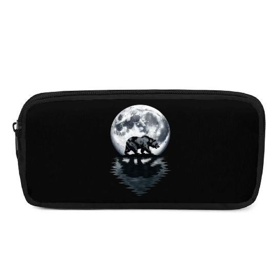 Bear Silhouette Under Full Moon – Wilderness Wildl Pencil Cases