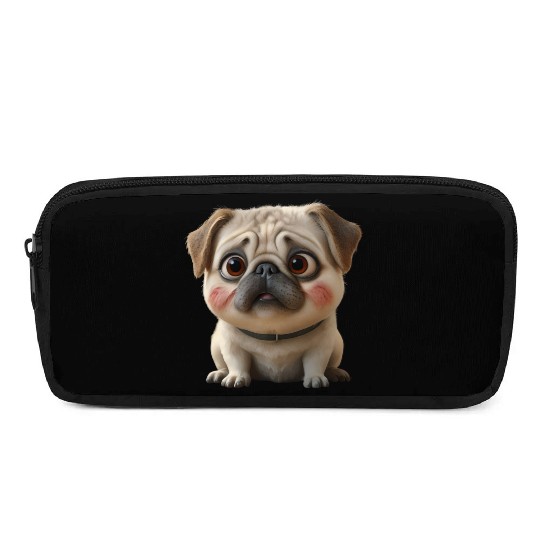 3D Rendered Chubby Pug Sitting Pencil Cases