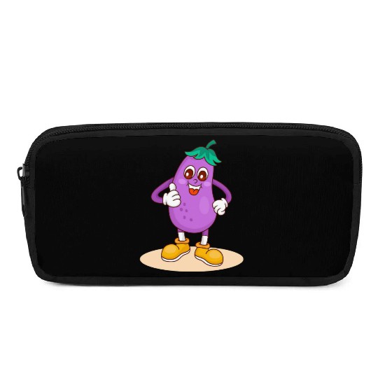 Animated Eggplant Character Design Pencil Cases
